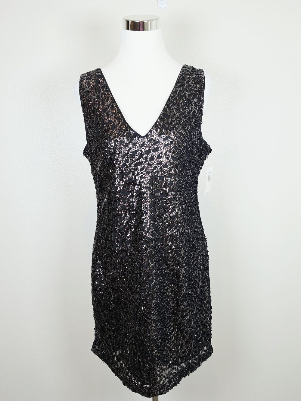 1. STATE Black Gold Sequins Sleeveless Dress Large Party Wedding C2163